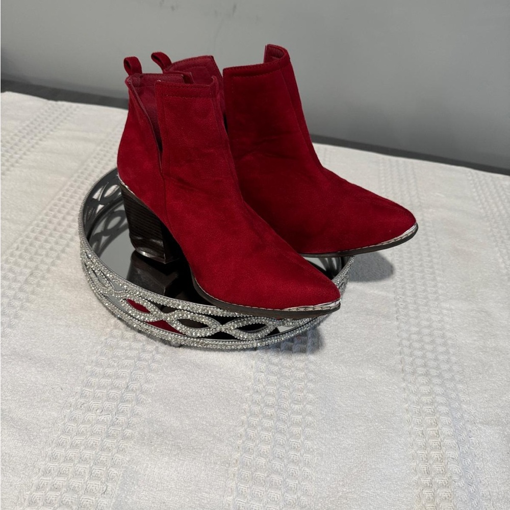 Journee Collection Red Ankle Booties